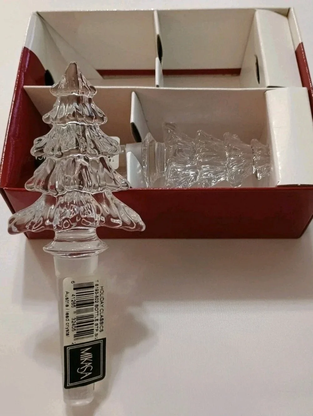 Mikasa Crystal Holiday Time Christmas Tree Liquor Wine Bottle Stopper Austria